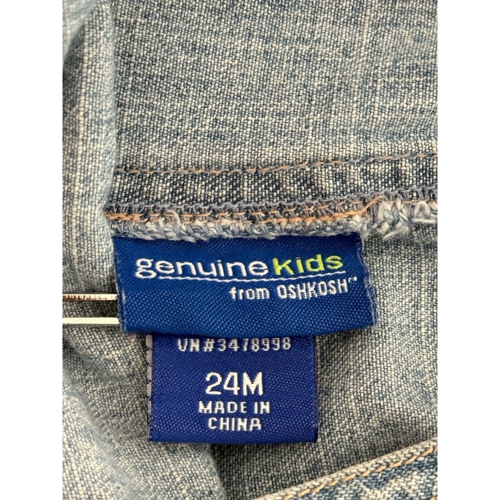 Y2K Genuine Kids Oshkosh Denim Embroidered Overalls Girls 24mths - Picture 10 of 12